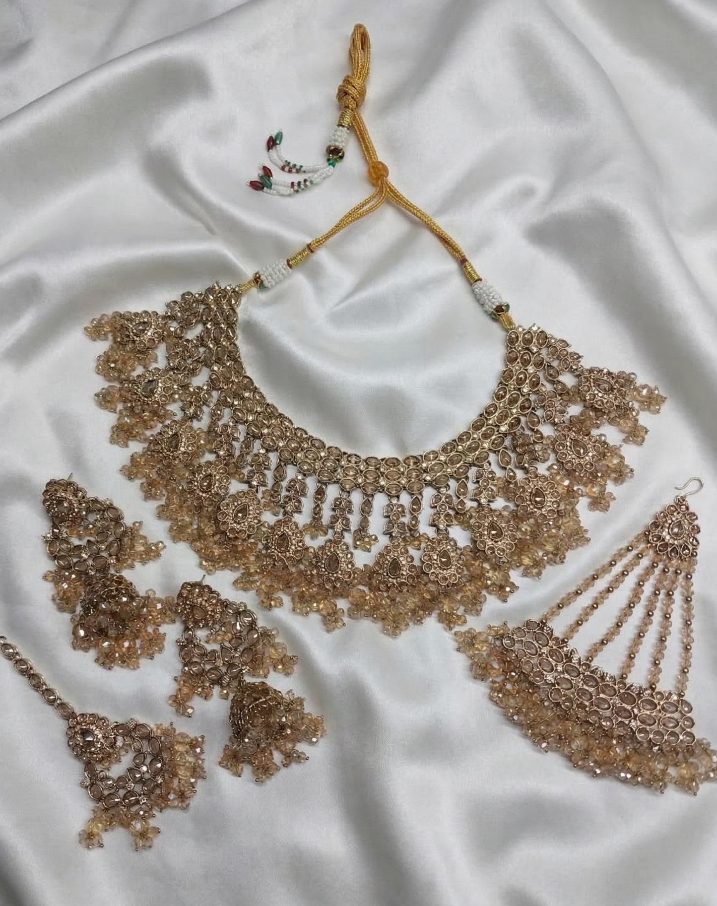Pastel Purple Choker Set with Passa, Tikka & Jhumkas