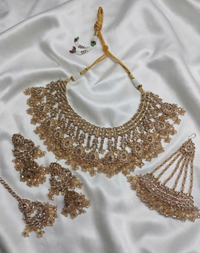 Pastel Purple Choker Set with Passa, Tikka & Jhumkas