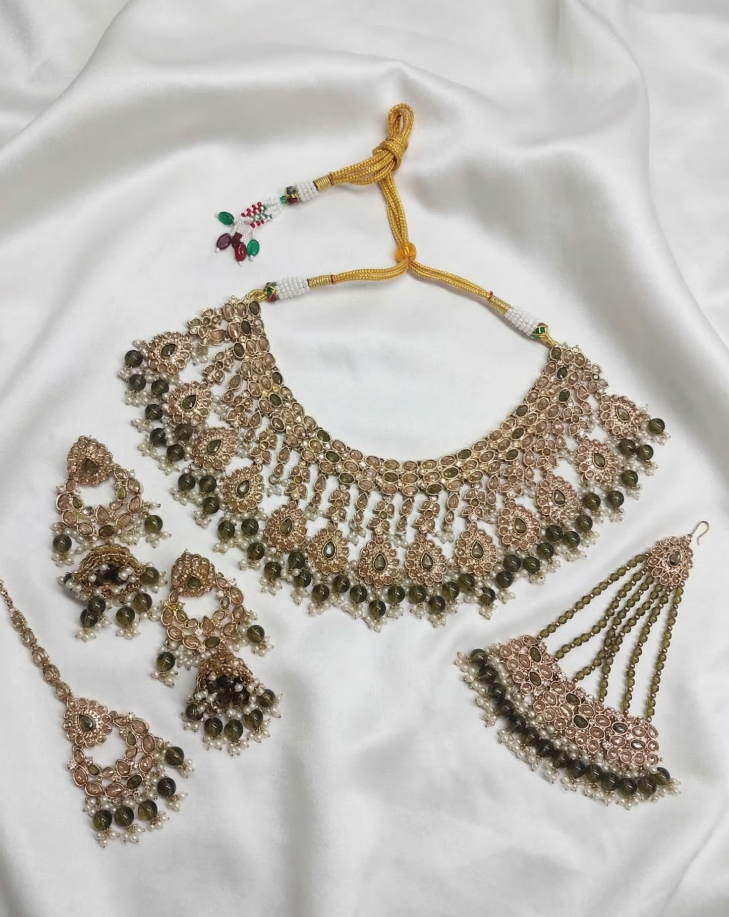 Pastel Purple Choker Set with Passa, Tikka & Jhumkas