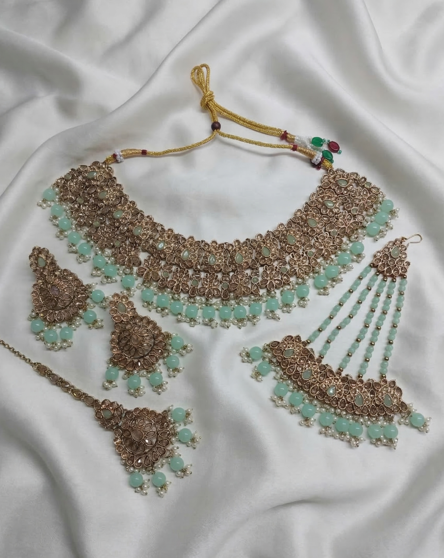 The Mint Meadow Antique Gold Choker Set
