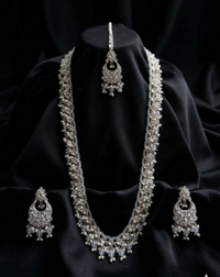 Deep Maroon Beaded Long Necklace Set