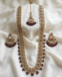 Heritage Maroon Bridal Long Necklace Set