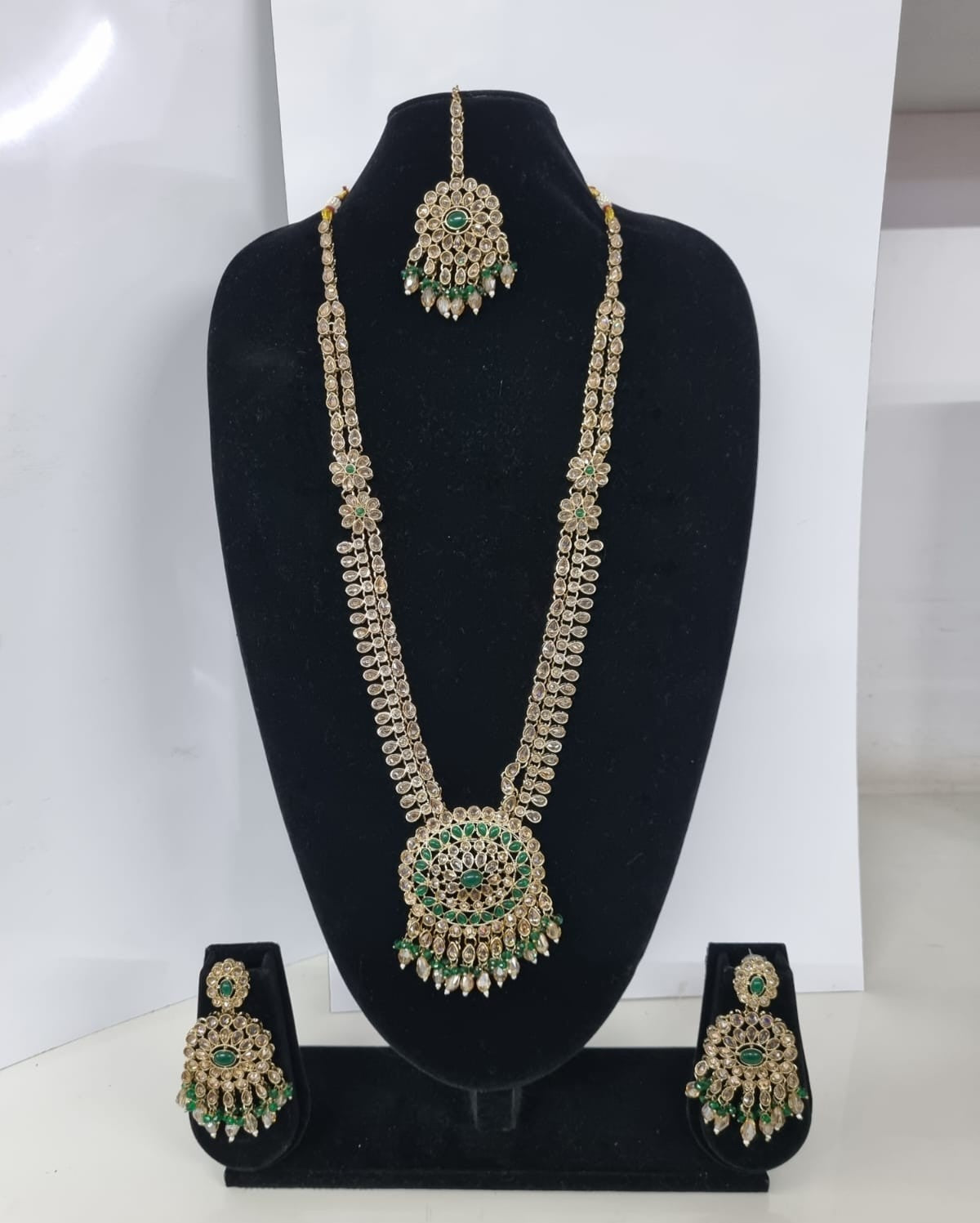 Mustard Yellow Bridal Necklace Set with Matching Earrings