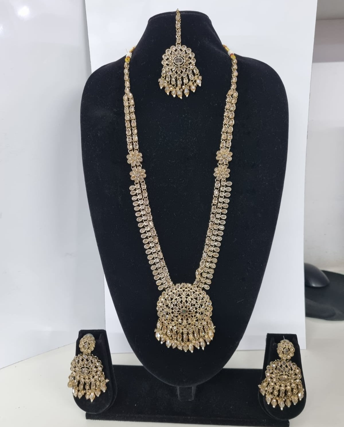 Mustard Yellow Bridal Necklace Set with Matching Earrings