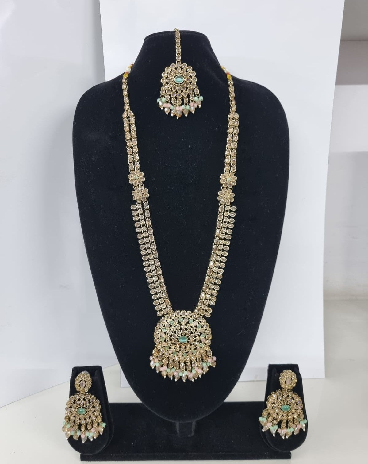 Mustard Yellow Bridal Necklace Set with Matching Earrings