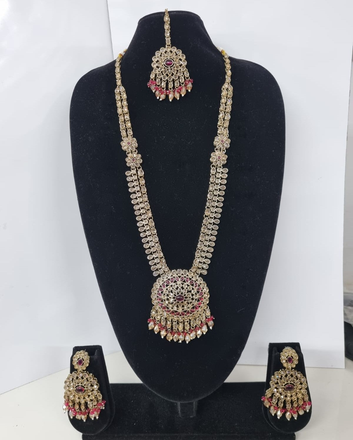 Mustard Yellow Bridal Necklace Set with Matching Earrings