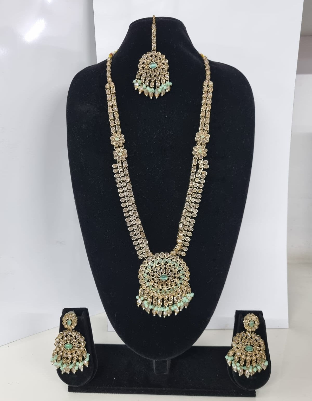 Mustard Yellow Bridal Necklace Set with Matching Earrings