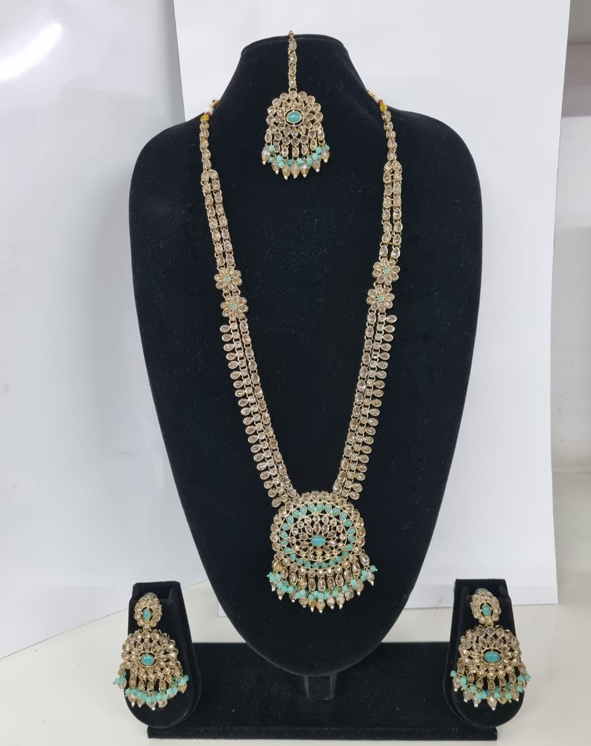 Mustard Yellow Bridal Necklace Set with Matching Earrings