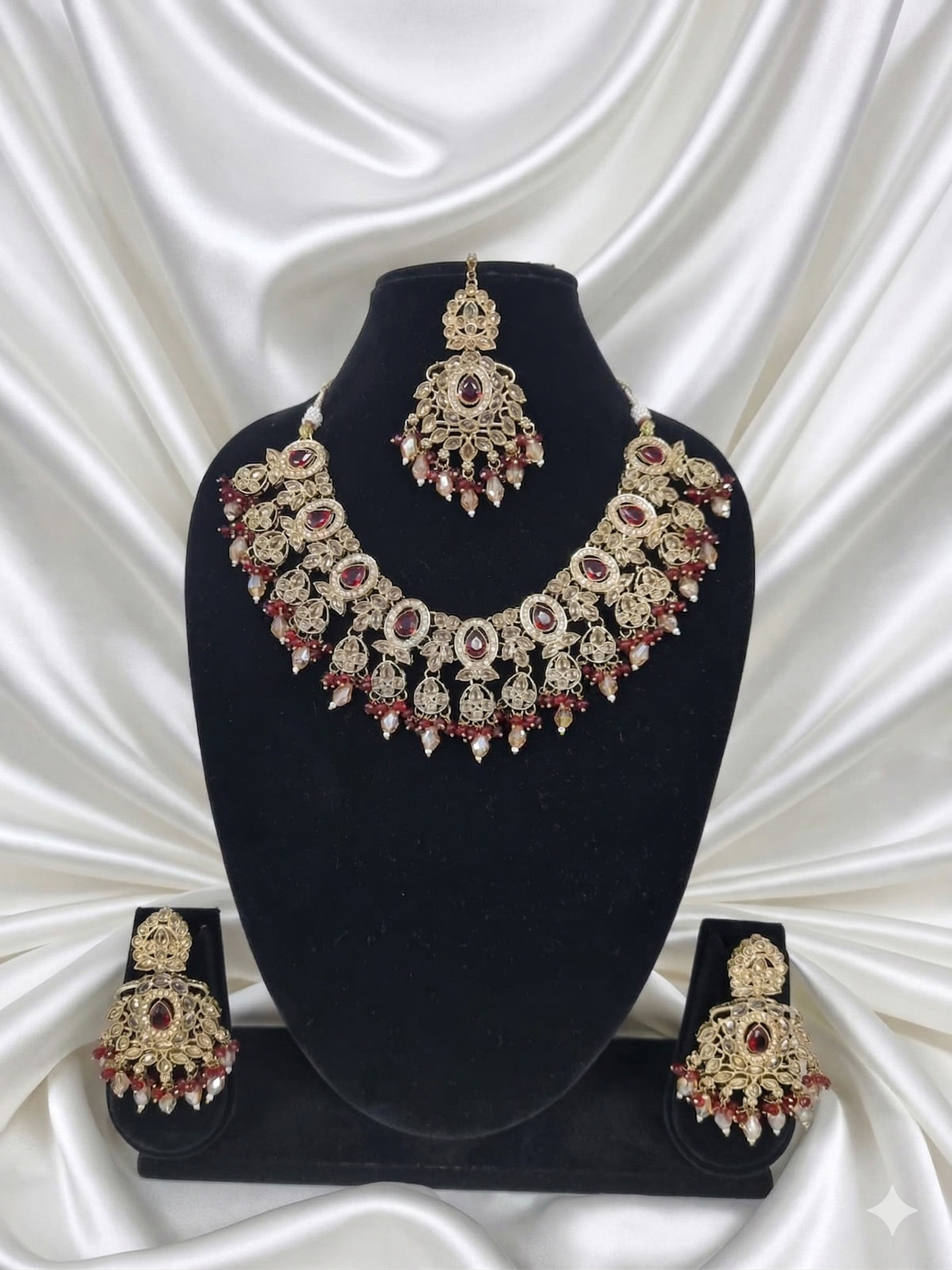 Traditional Wedding Choker Set Earrings with & Maang Tikka