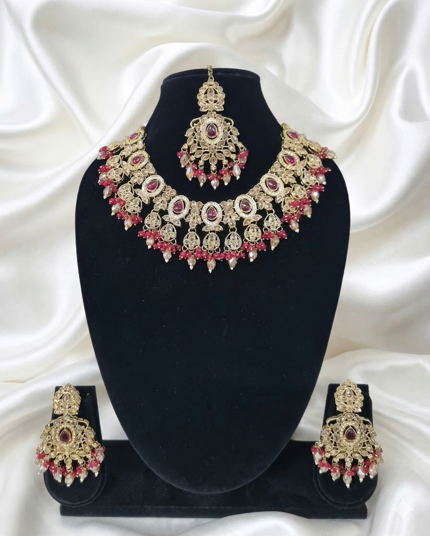Traditional Wedding Choker Set Earrings with & Maang Tikka
