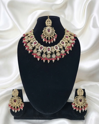 Traditional Wedding Choker Set Earrings with & Maang Tikka