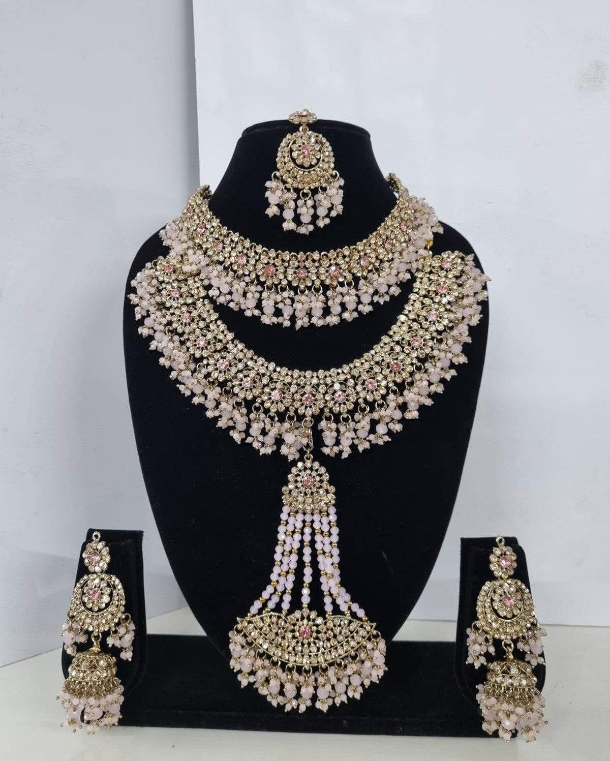 Luxury Baby Pink Bridal Jewelry Set