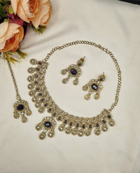 Luxury Crystal Choker Necklace Set with Earrings & Maang Tikka