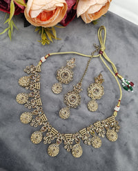 MEDALLION KUNDAN CHOKER TRIO
