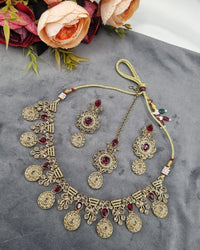 MEDALLION KUNDAN CHOKER TRIO