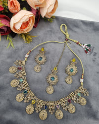 MEDALLION KUNDAN CHOKER TRIO