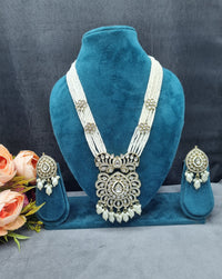 Multi-Strand Beaded Floral Pendant Long jewellery set