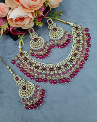 Crystal Jewelry Set with Earrings & Maang Tikka