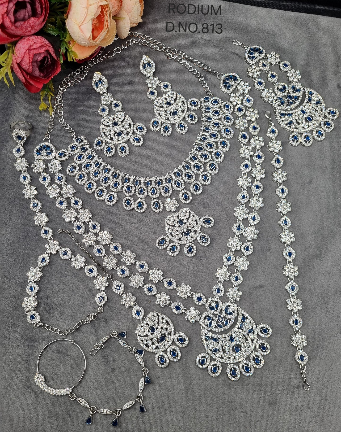 Rhodium-Plated Complete Bridal Jewellery Set