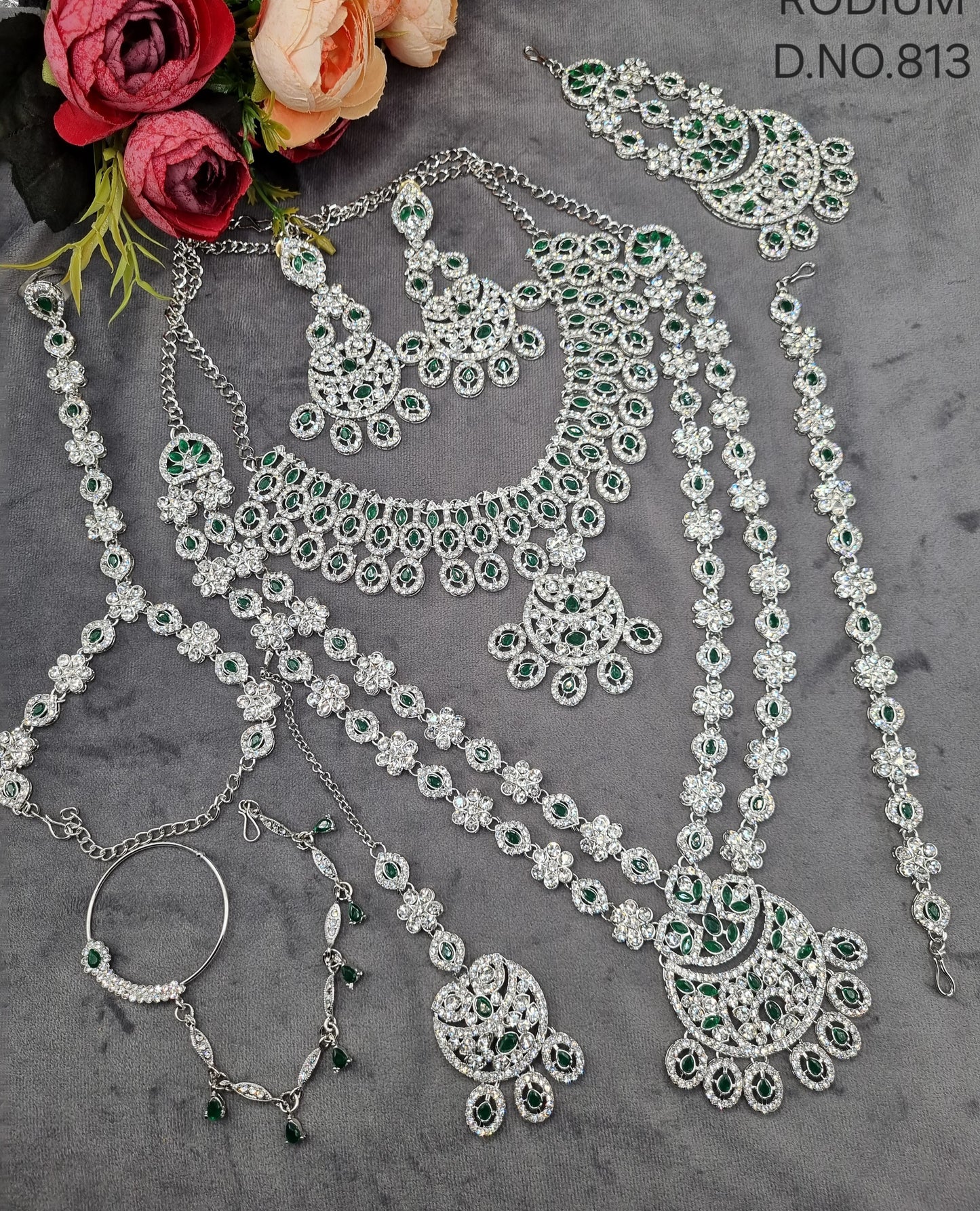 Rhodium-Plated Complete Bridal Jewellery Set