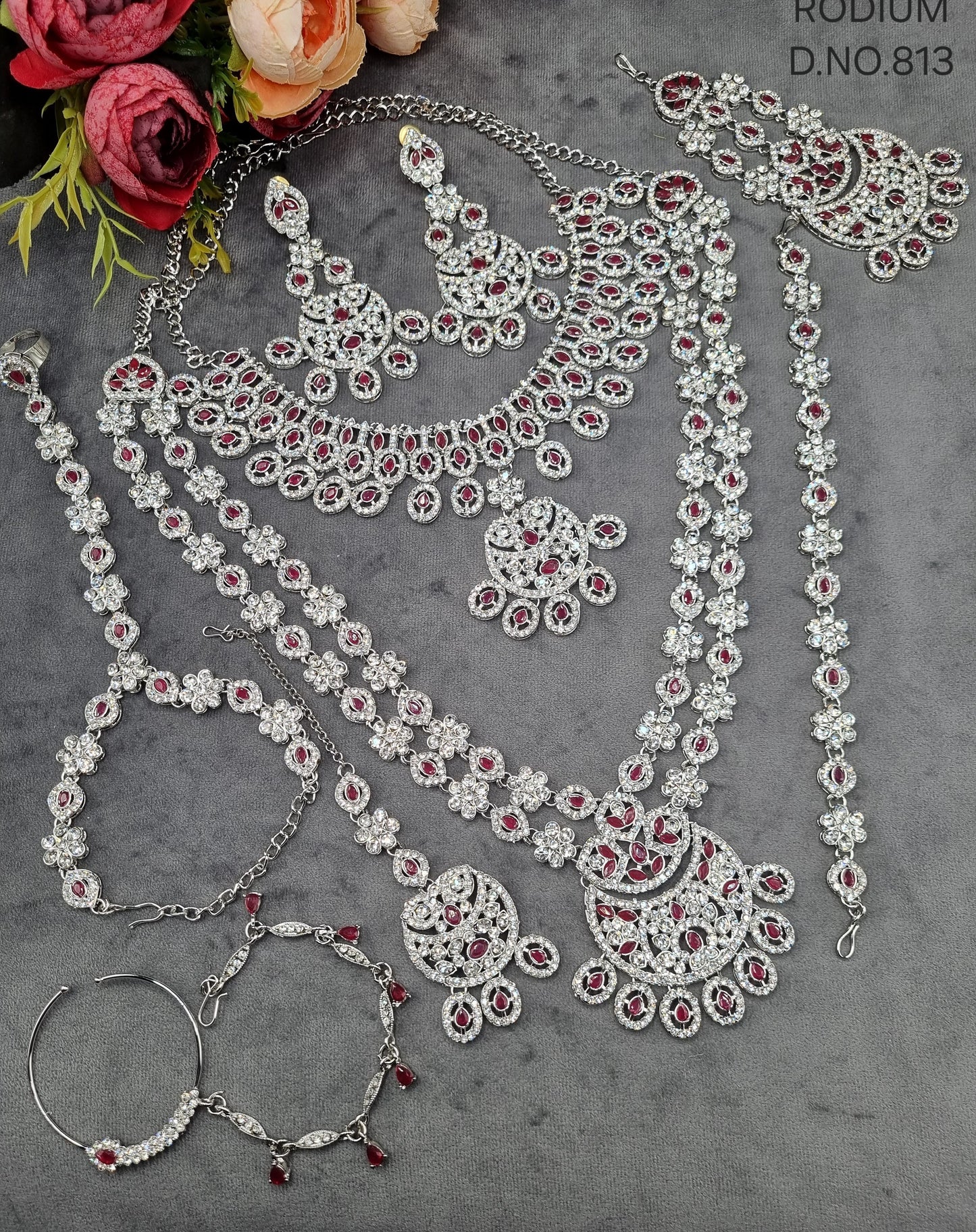 Rhodium-Plated Complete Bridal Jewellery Set