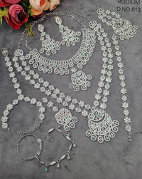Rhodium-Plated Complete Bridal Jewellery Set
