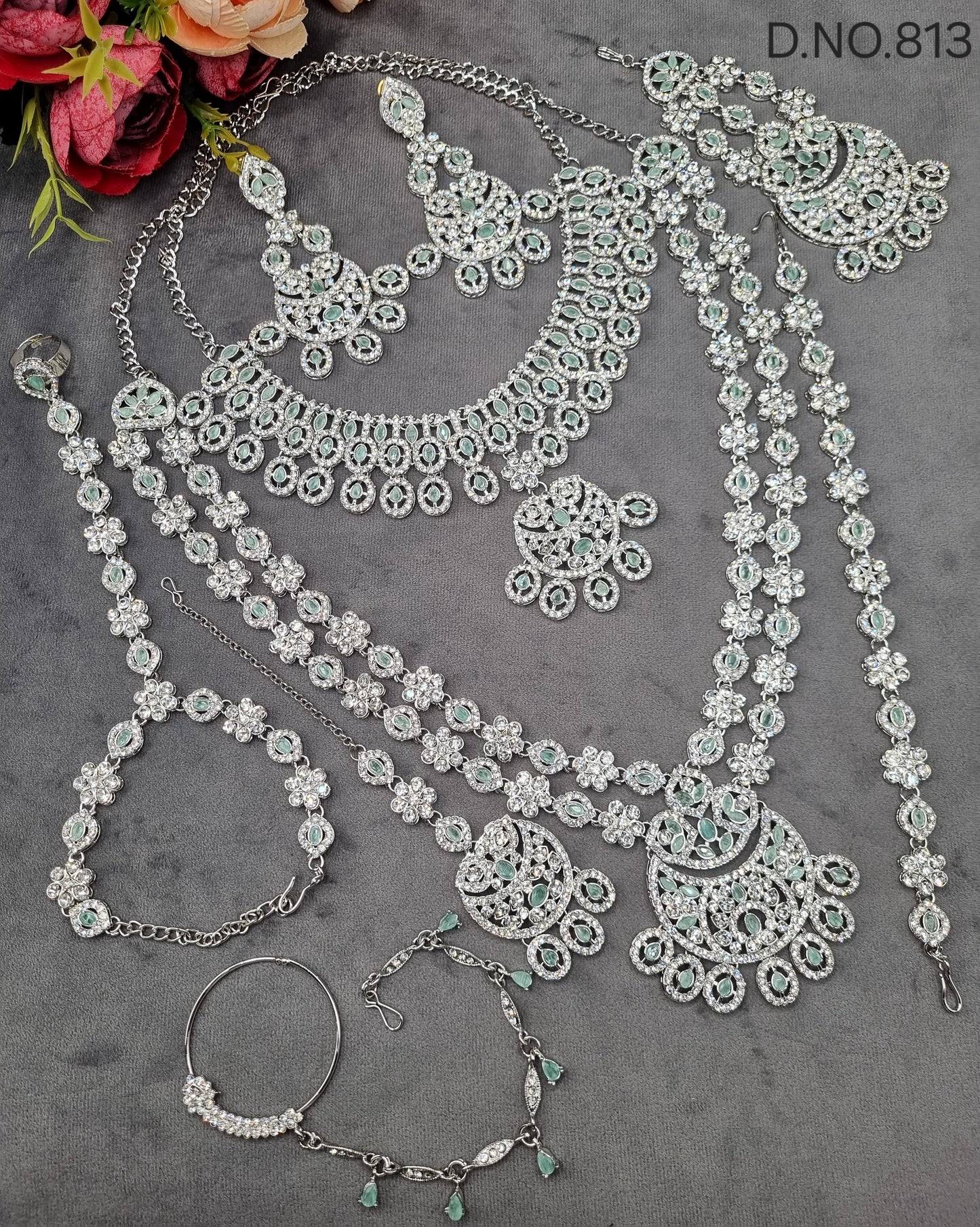 Rhodium-Plated Complete Bridal Jewellery Set