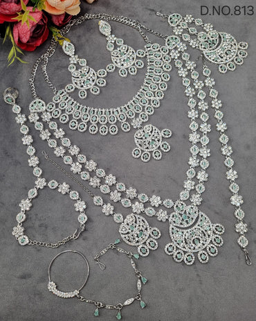 Rhodium-Plated Complete Bridal Jewellery Set