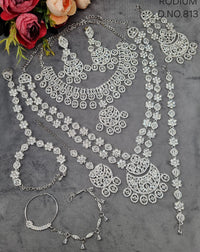 Rhodium-Plated Complete Bridal Jewellery Set