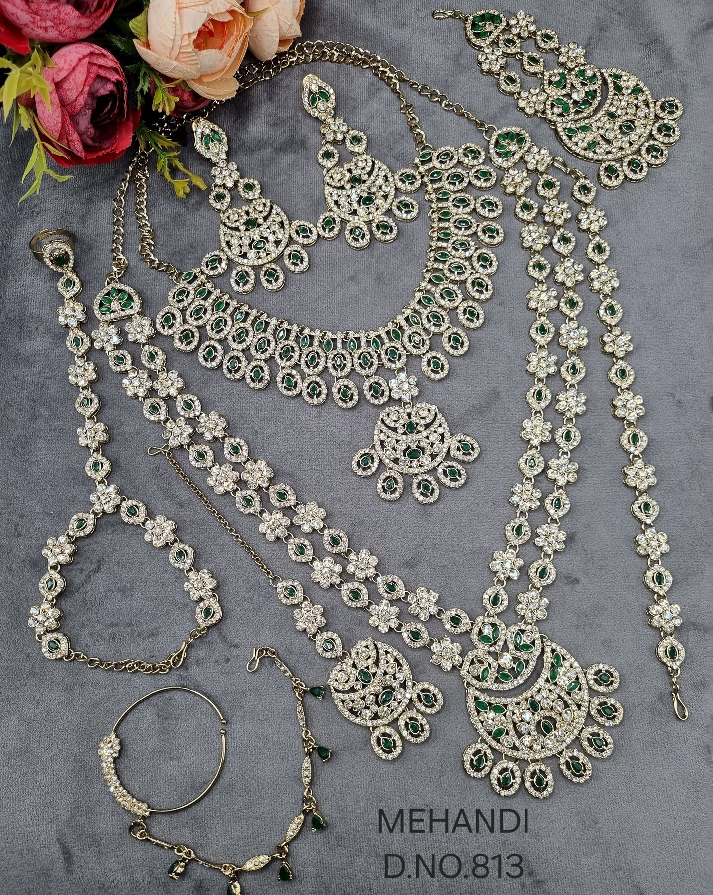 Antique Gold-Finish Complete Bridal Jewellery Set with Choker & Accessories