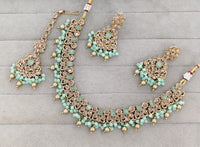 Antique Gold-Tone Stone Studded Jewelry Set with Maangtikka