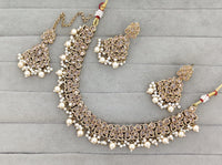 Antique Gold-Tone Stone Studded Jewelry Set with Maangtikka