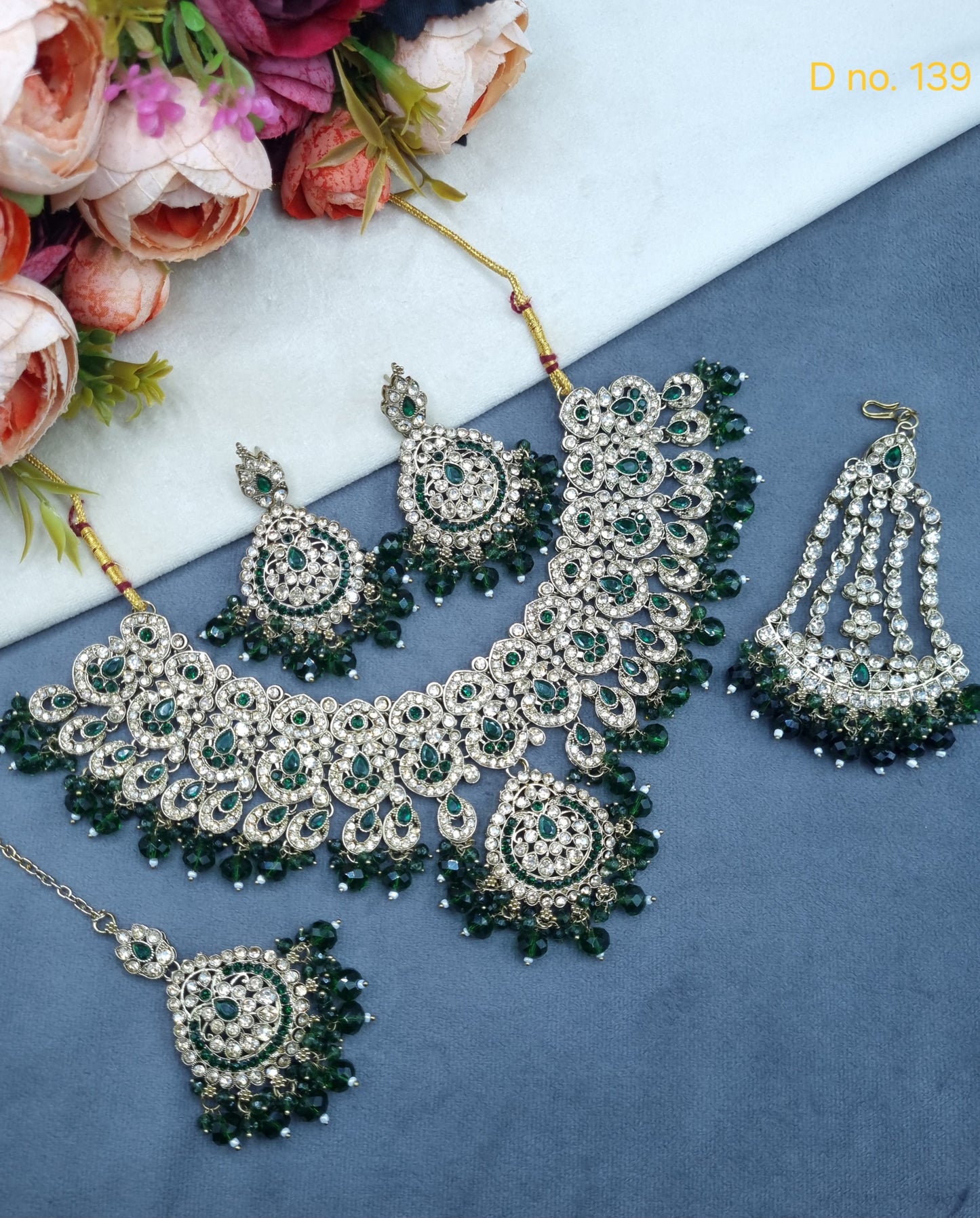 Antique Gold Plated Crystal Jewellery Set