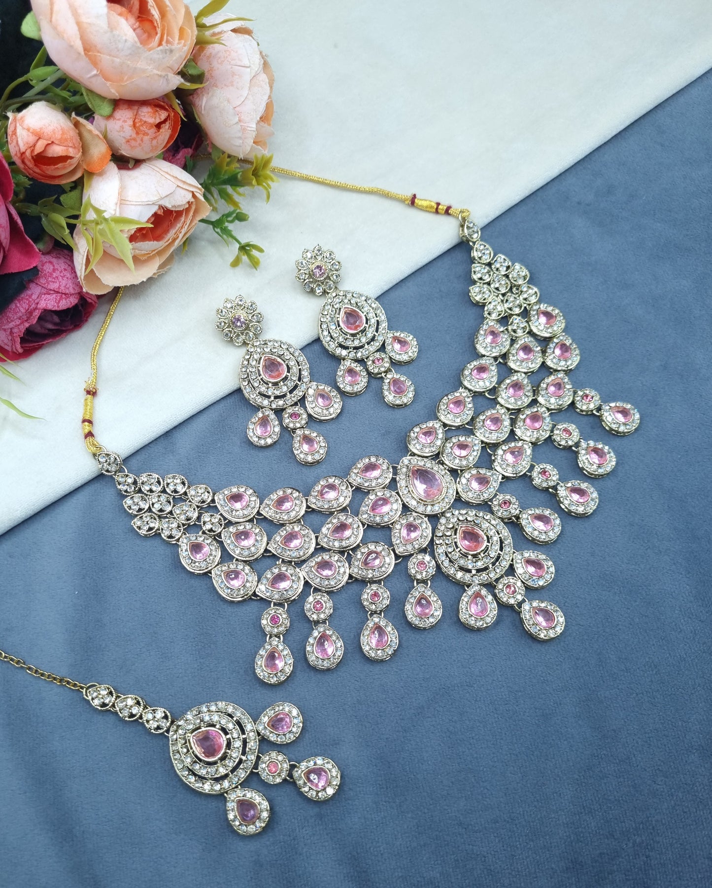 Shadow Stone Antique Gold Plated Jewellery Set