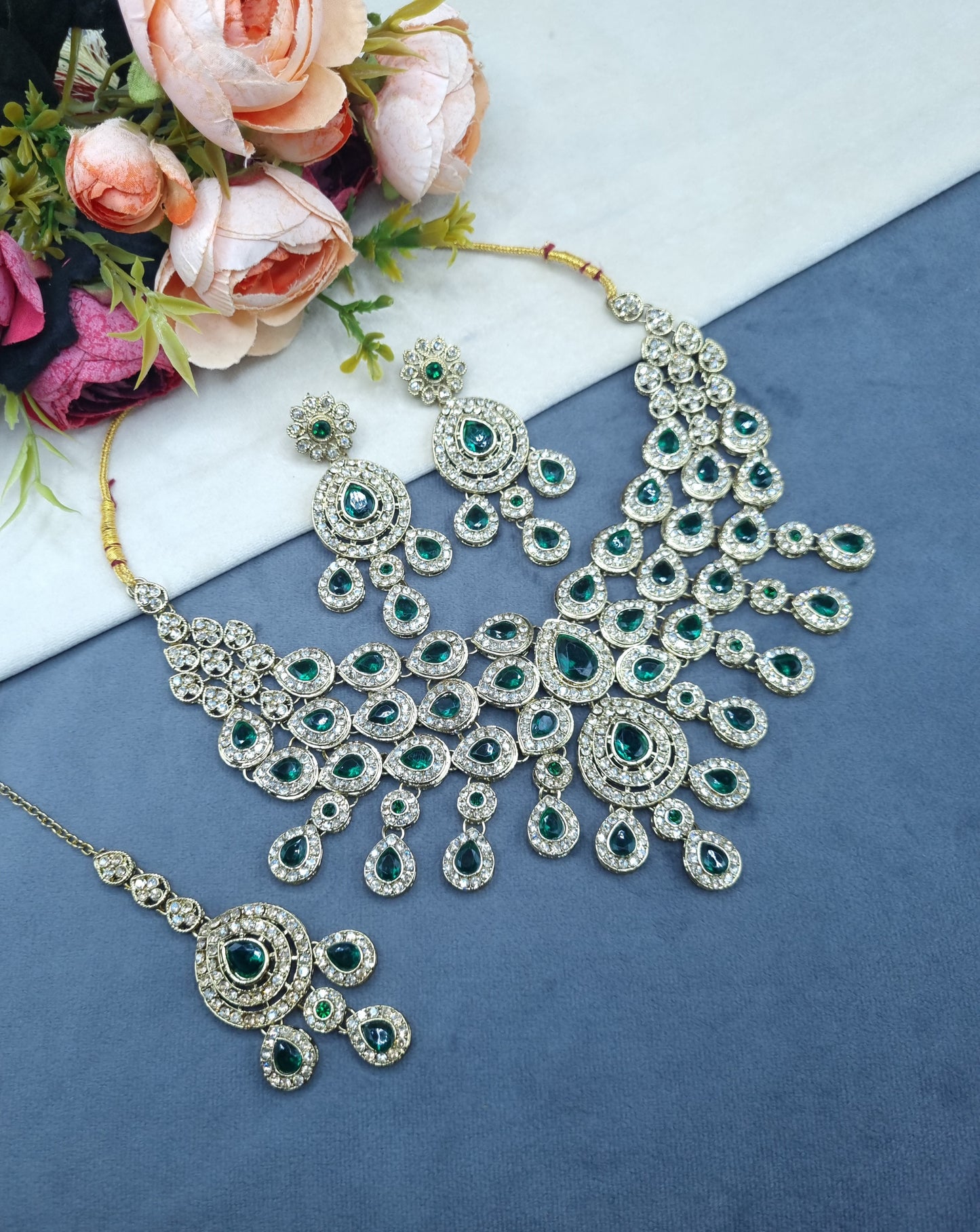 Shadow Stone Antique Gold Plated Jewellery Set