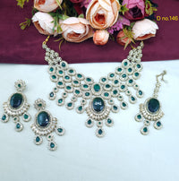 Grand Antique Stone Studded Bridal Necklace Set with Earrings & Maang Tikka