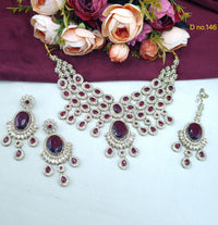 Grand Antique Stone Studded Bridal Necklace Set with Earrings & Maang Tikka