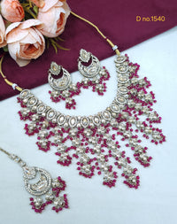 Beaded Chandbali Bridal Necklace Set with Earrings & Maang Tikka