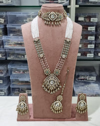 Kundan Bridal Jewelry Set with Choker, Rani Haar, Earrings & Maang Tikka
