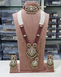 Kundan Bridal Jewelry Set with Choker, Rani Haar, Earrings & Maang Tikka