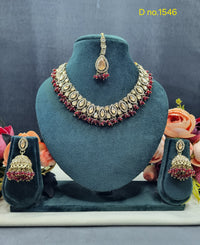 Teardrop Choker Necklace Set with Jhumkas & Maang Tikka