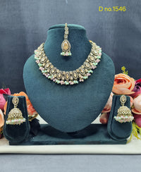 Teardrop Choker Necklace Set with Jhumkas & Maang Tikka
