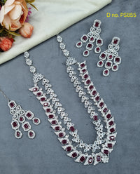 Double-Layer Necklace Set with Earrings and Maang Tikka