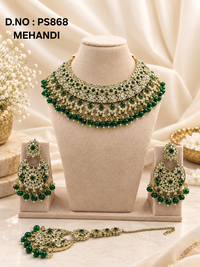 Maroon Kundan Choker Necklace Set with Statement Earrings & Maang Tikka