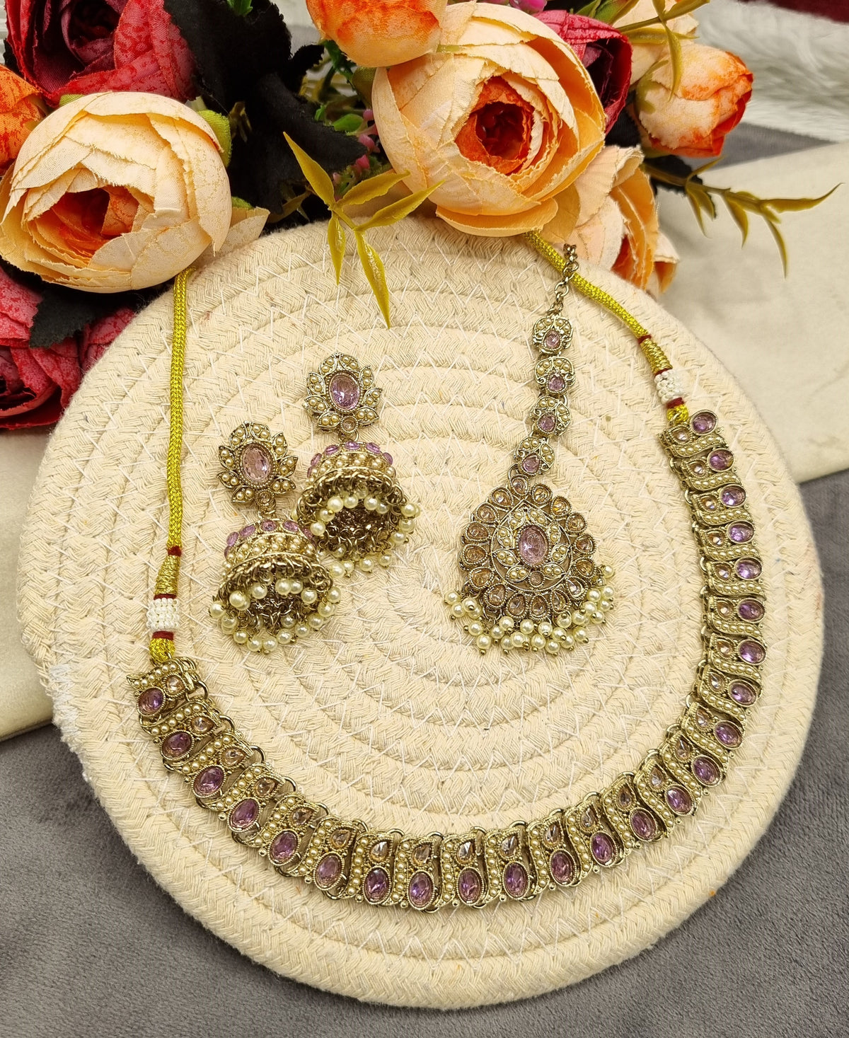 Traditional Stone Choker & Jhumka Jewelry Set
