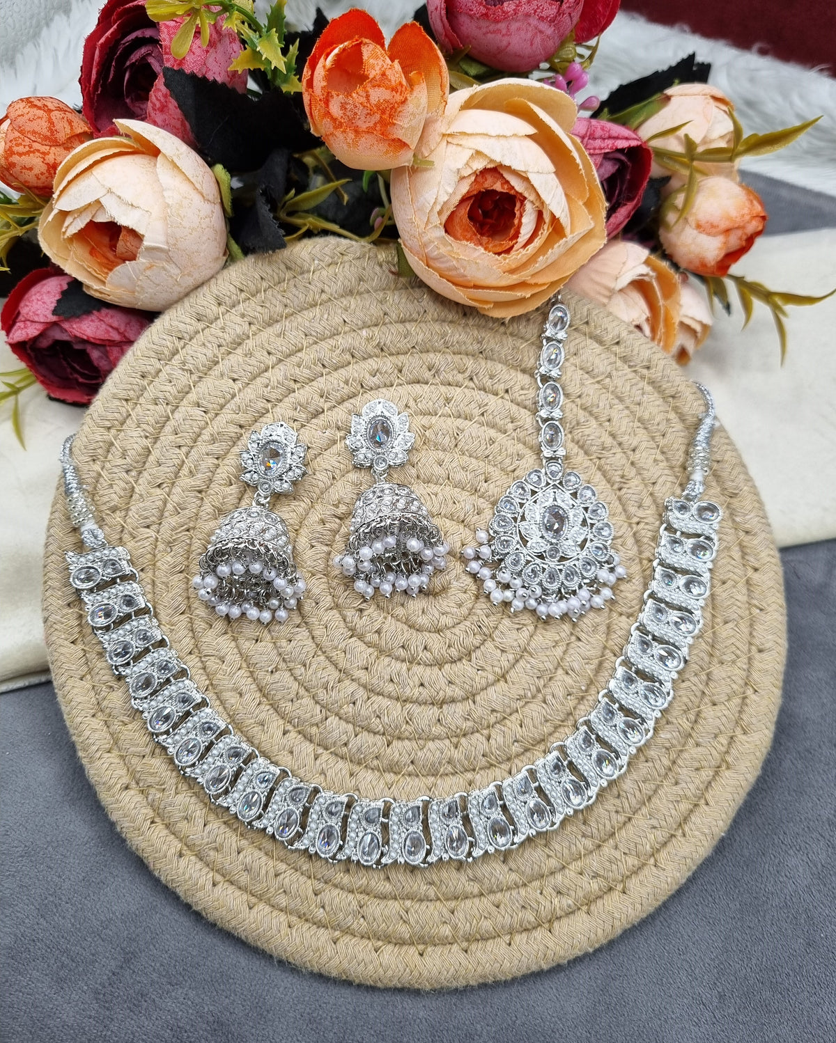 Traditional Stone Choker & Jhumka Jewelry Set