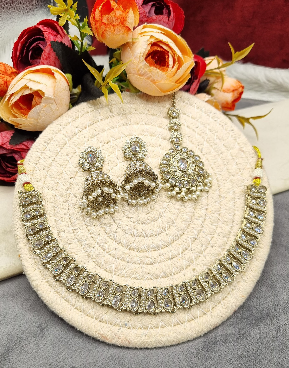 Traditional Stone Choker & Jhumka Jewelry Set