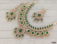 Heritage Pearl Cluster Drop Choker Necklace Set with Matching Studs & Tikka
