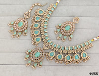 Heritage Pearl Cluster Drop Choker Necklace Set with Matching Studs & Tikka