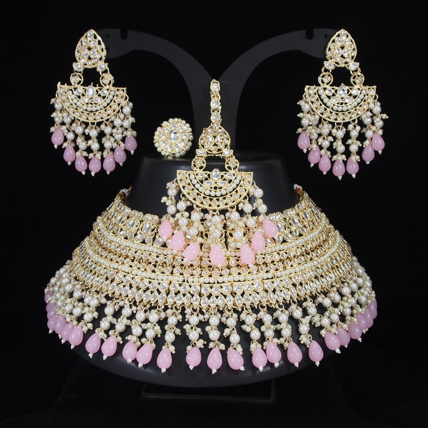 Emerald Green Pearl Bridal Jewellery Set
